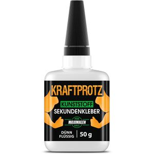 Kraftprotz Sekundenkleber Kunststoff, KPDFP50, flüssig, extra stark, wasserfest, 50g