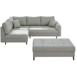 S-STYLE Ecksofa mit Hocker  Maya ¦ grau ¦ Maße (cm): B: 231 H: 81