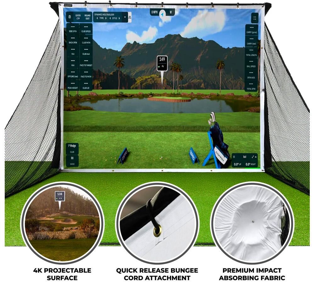 SimSpace  - Deluxe Home Driving Net Impact Screen and 20 Bungee Cords - 250 x 240cm - Outil d'entrainement