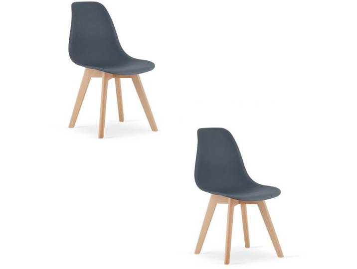 Chaise - LEOBERT - KITO - Graphite - Lot de 2 - Design scandinave
