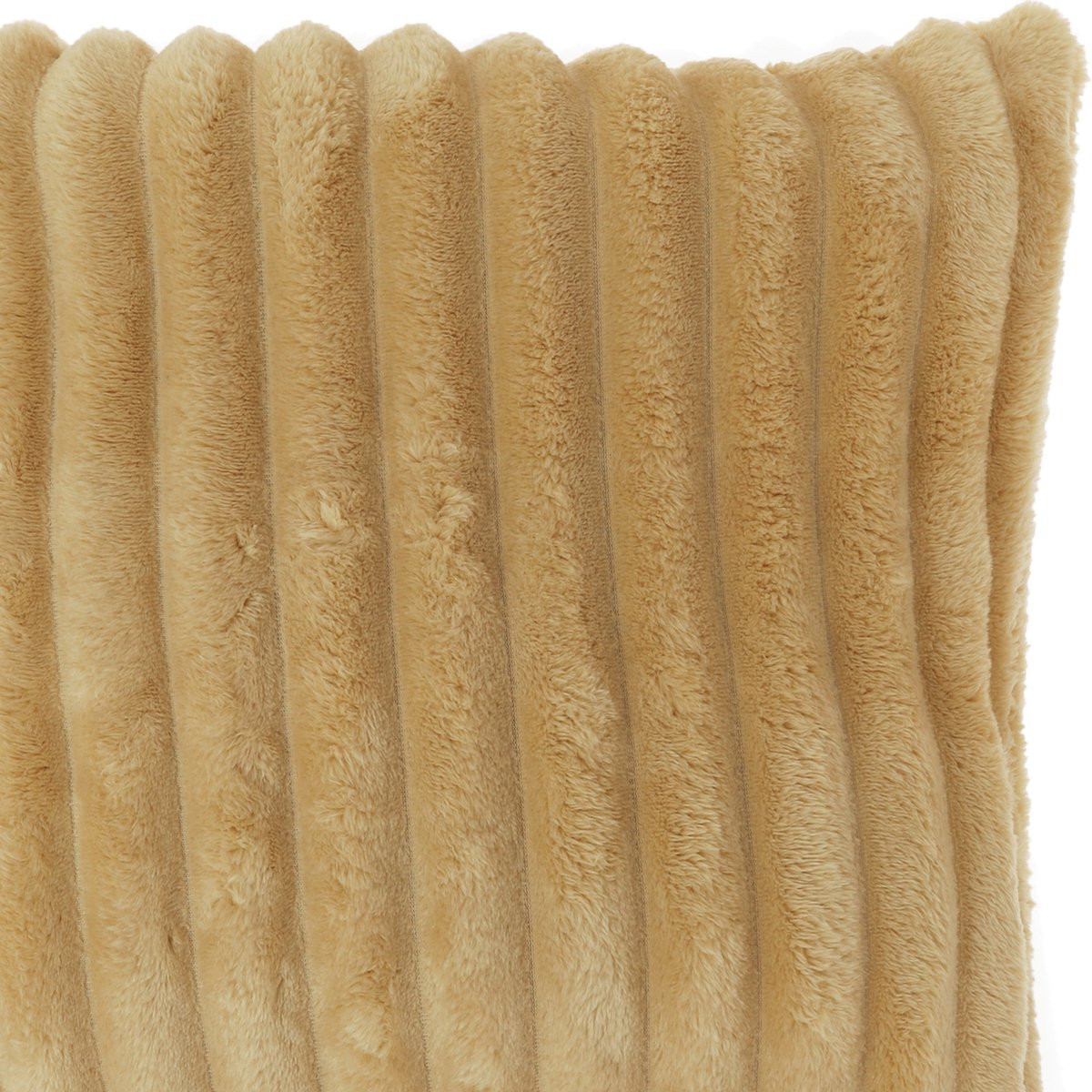 Unique Living Sierkussen Lex - Caramel - Polyester - Brede Rib - 50 x 50 cm
