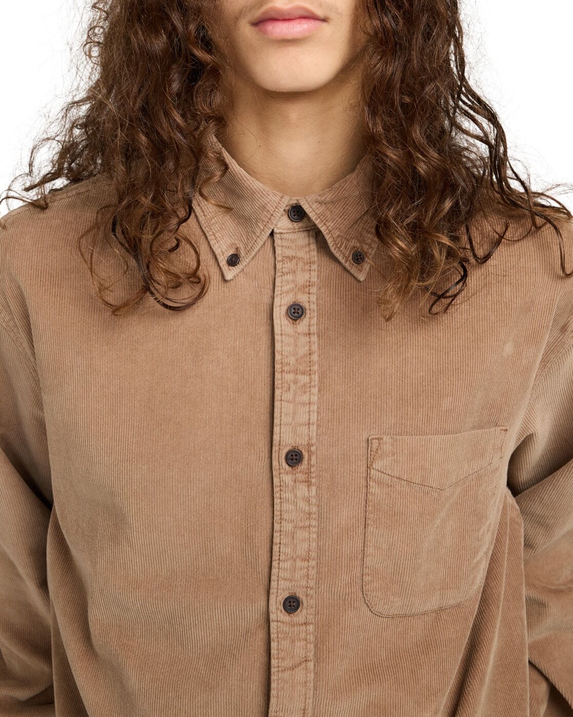Langarmhemd ELEMENT "Button Down Regular Corduroy", Herren, Gr. L, caribou, Obermaterial: 100% Baumwolle., Hemden Langarmhemd