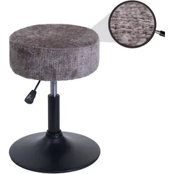 Hocker MCW-C22, Sitzhocker Schminkhocker, höhenverstellbar drehbar Ø 37cm Stoff Chenille (465g/m2) MVG ~ braun