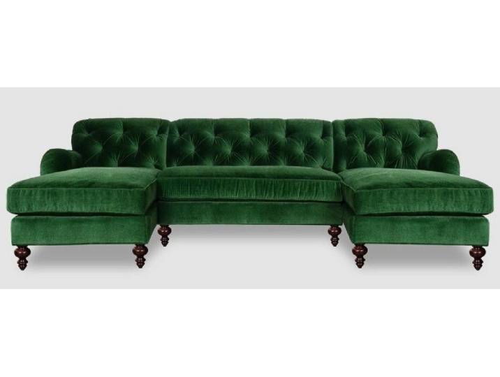 JVmoebel Chesterfield-Sofa Ecksofa U-Form im Chesterfield-Stil aus Kunstleder in Grünton, Set, Made in Europa