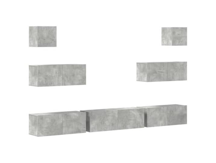 GHVBNMF 5-teiliges TV-Schrank-Set Wandmontage Betongrau Holzwerkstoff Modulare Wandboards fürs Wohnzimmer oder Schlafzimmer. Bietet praktischen Stauraum für Mediengeräte und Zeitschriften.