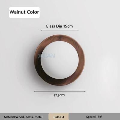 Friendly Fresh Finds Wabi Sabi Wooden Wall Lamp With Milky Glass Shade For Bedroom And Hallway walnut Color warm Light
