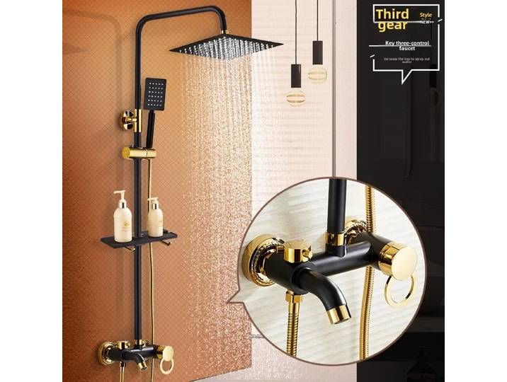 Ensemble de pomme de Douche chaude et froide, ensemble de salle de bain, système de Douche en or brossé, ensemble de Douche de toilette, Douche de salle de bain domestique