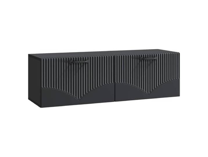 hliofuir TV Board Wandmontiert Schwarz 98x31x30 cm Lowboard Holzwerkstoff Schwebendes Hängeboard fürs Wohnzimmer und Schlafzimmer mit zwei Klapptüren sowie 60 kg Belastbarkeit.