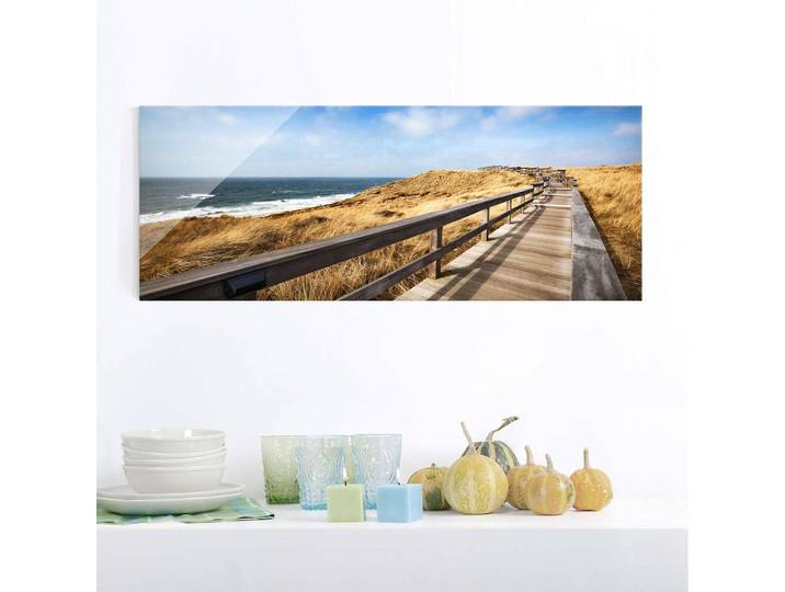 Glasbild Dünenweg an der Nordsee Glasart: Sicherheitsglas Material: Glas Motiv: Wasser, Strände & Meere Muster: mit Motiv Multicolor 125 x 50 x