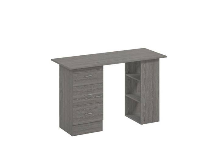 Computer Desk Writing Table PC Workstation with 3 Storage Shelves and Drawers Silver Handle for Home Office Grey