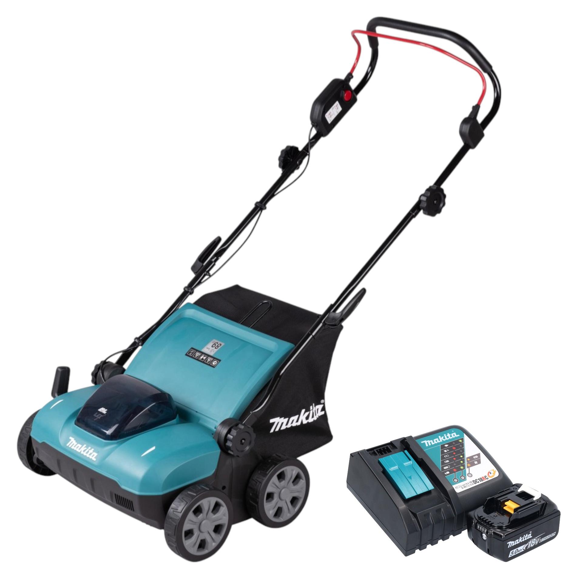 Makita DUV 320 RT Akku Vertikutierer 18 V 32 cm 30 l Brushless + 1x Akku 5,0 Ah + Ladegerät