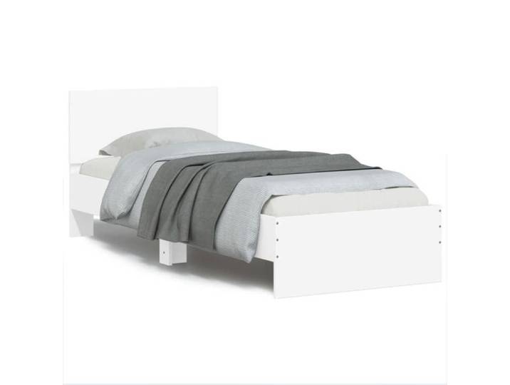 Blanc Lit simple:90x190 cm - Design classique - Structure de lit - avec lumières LED blanc 90x190 cm 91626151647191