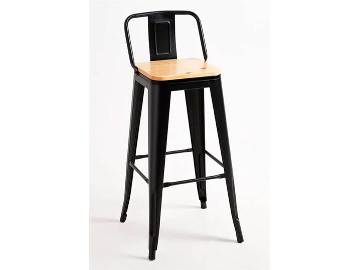 4er Set Torix Naturholz Rückenlehne Hocker 95 cm - Schwarz