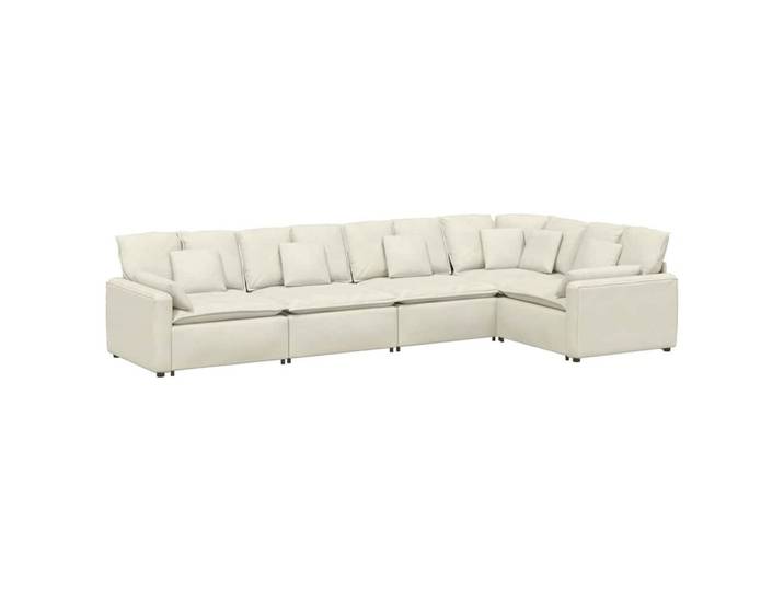 vidaXL Sofa Modulares Sofa mit Kissen Samt Cream