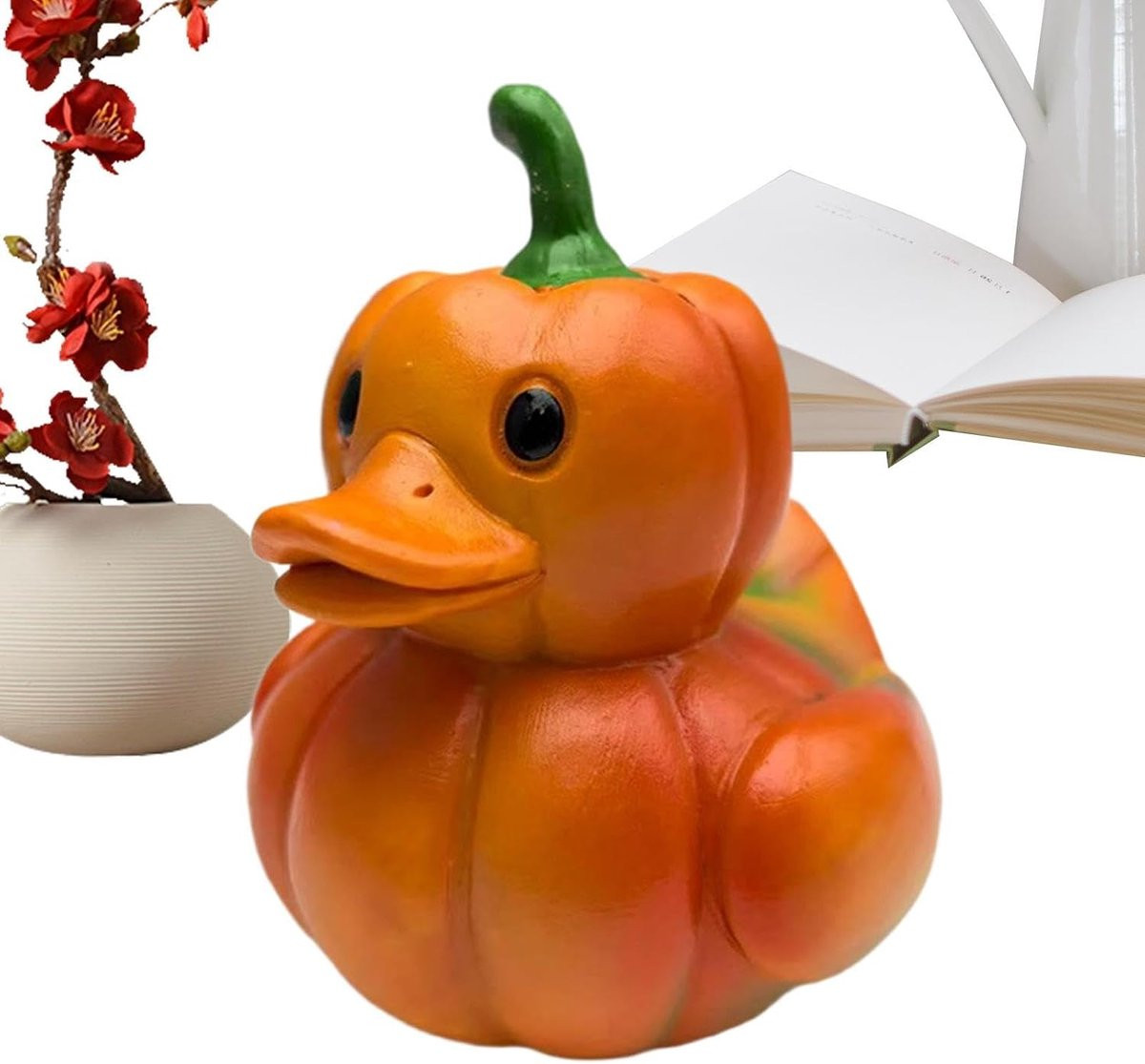 Chili Eend Figuurbeeldje - Hars Decoratie voor in de Woonkamer - H x B x D: 11 x 9 x 9 cm