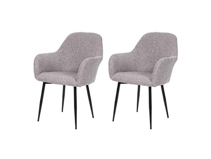 Mendler 2er-Set Esszimmerstuhl HWC-F18 - Stoff/Textil grau, Schwarze Beine