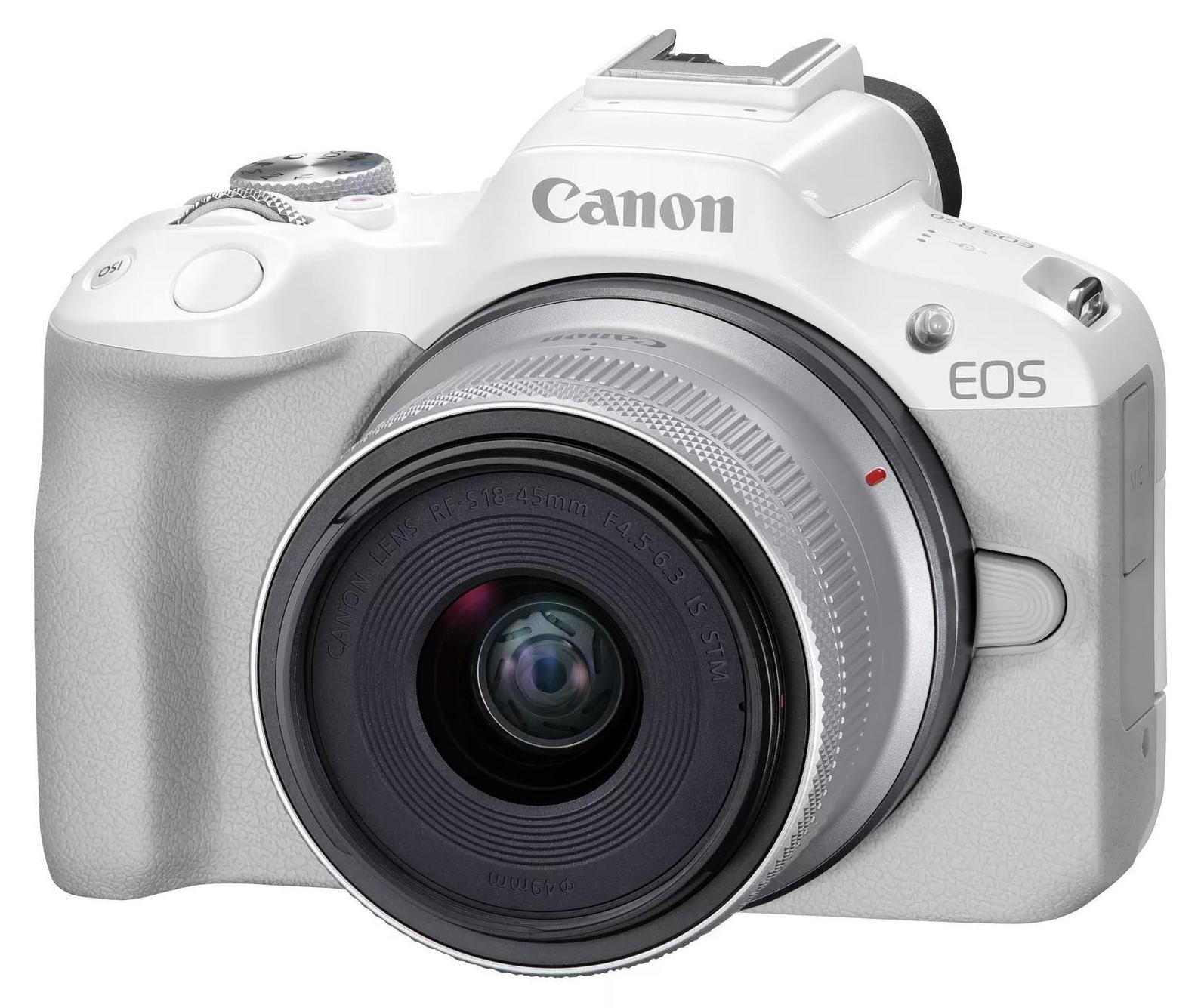 Canon EOS R50 Mirrorless Camera Kit met RF-S 18-45mm F4.5-6.3 IS STM lens, 24,2 MP, Wit