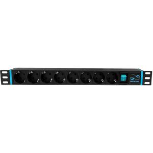 Infitronic Steckdosenleiste INSV1004, PDU, 2m, 8-fach in schwarz, Überspannungsschutz, mit Schalter