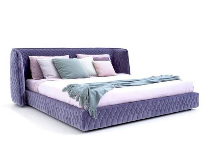 JVmoebel Polsterbett Samtblaues Designer Doppelbett mit eleganter Rückenlehne, Made in Europe