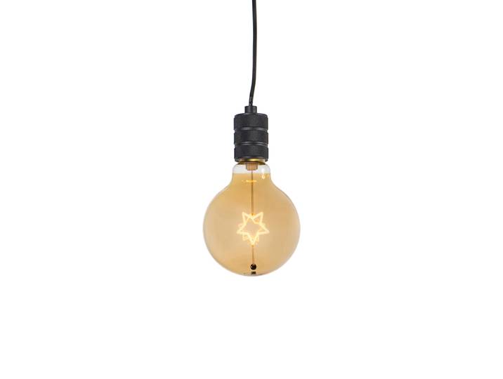 Kerst hanglamp zwart met stekker incl. LED amber glas ster -