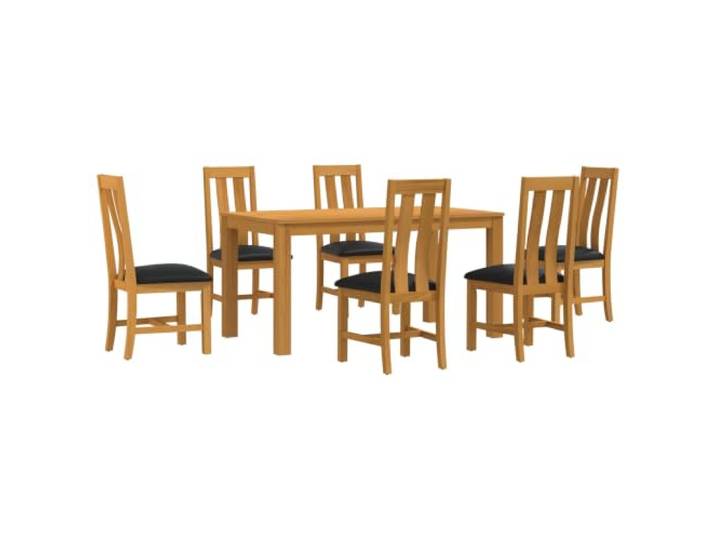 KTHLBRH 7-teiliges Esszimmer-Set, schwarz, Holz, Eiche massiv Massives Eichenholz, Schaumstoffkissen, quadratische Beine, einfache Montage, einfache Wartung