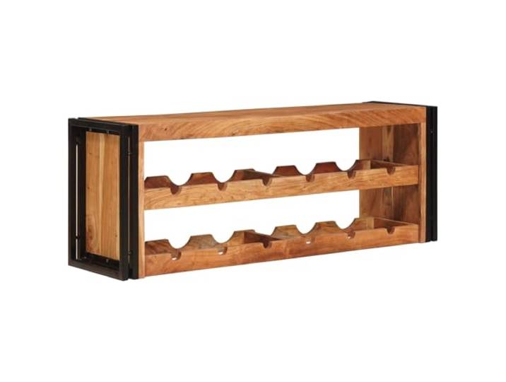 Weinregal Braun 120 x 45 x 33 cm aus Massivholz Akazie Wand, Industrial Design, Eisenrahmen, Kapazität, einfache Montage