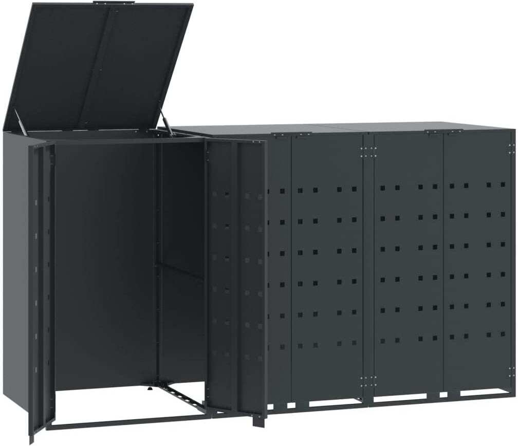 Mülltonnenbox für 3 Tonnen Anthrazit 207x79x117 cm Stahl