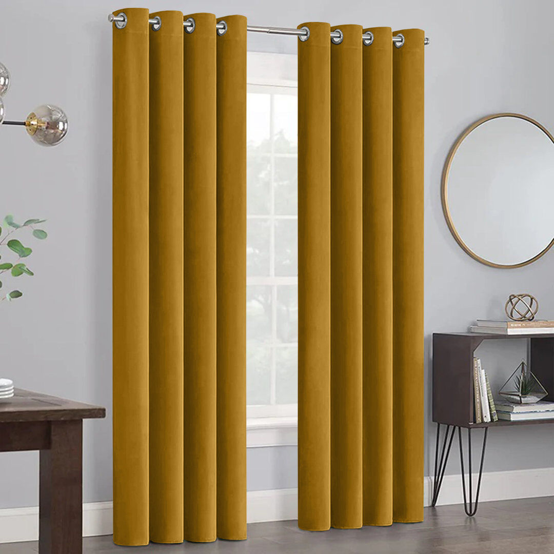 Fairmont Park Myron Heavy Crushed Velvet Eyelet Room Darkening Thermal Drape Curtains Beige 228cm Width x 228cm Drop
