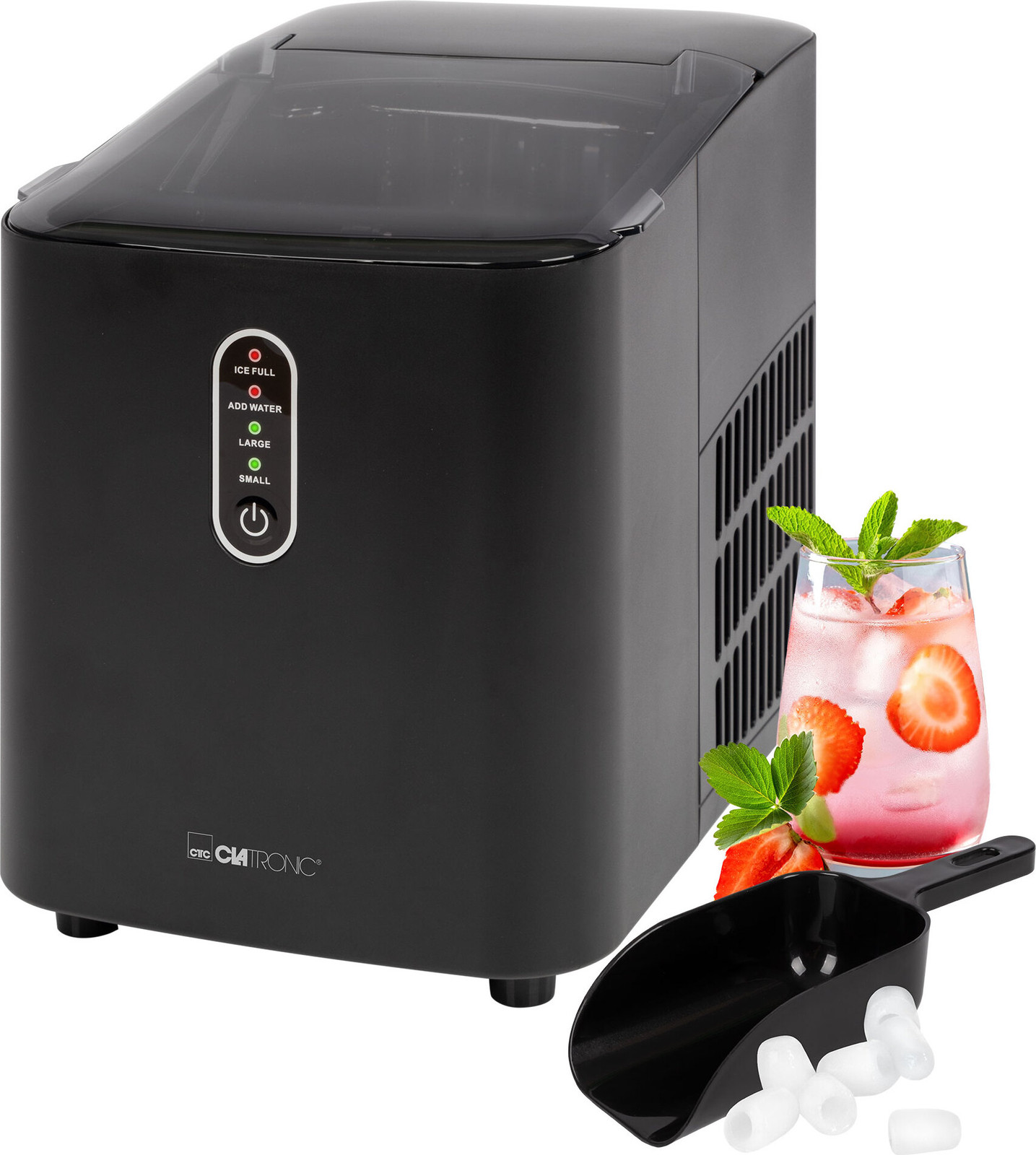 Clatronic ijsmachine EWB 3798 met 1,1 liter waterreservoir en twee ijsblokjesgroottes