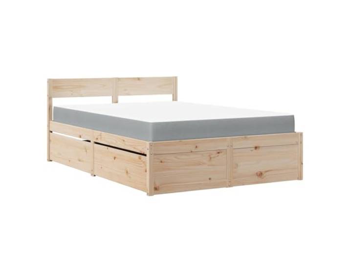 PUGYNBK Bett 120 x 190 cm mit Schubladen und Matratze aus Kiefernholz Taschenfedern, atmungsaktiver Stoff, Lattenrost, integrierte Lagerung