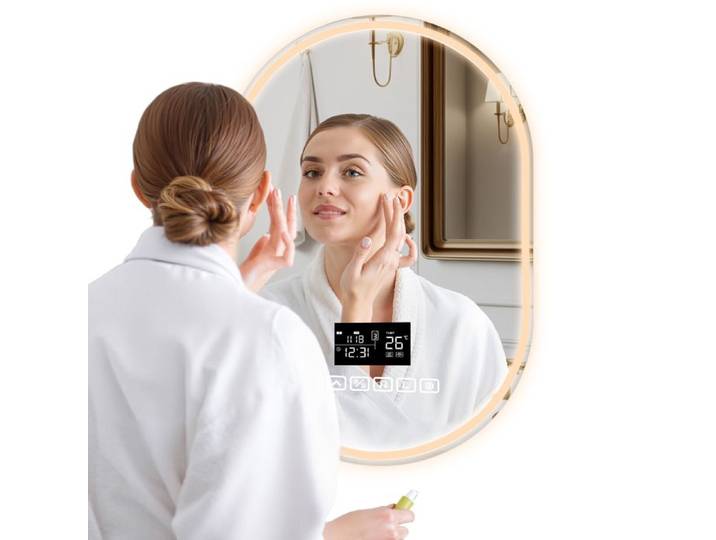 Miroir de Salle de Bain - Miroir de Maquillage - FLASIDU - 90x60cm - LED Lumineux - Haut-Parleur Bluetooth - Anti-buée