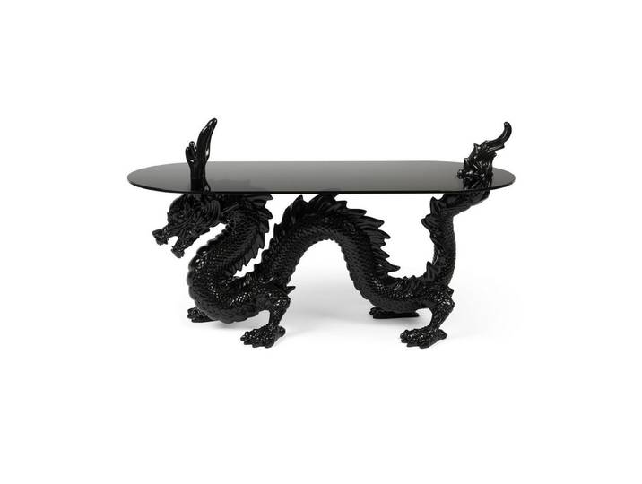 Bold Monkey Beistelltisch Retro Beistelltisch Couchtisch Dragonized Rauchglasplatte