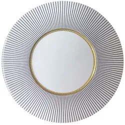 Porzellan Dessertteller 23cm, schwarz/weiss gestreift mit goldenem Rand