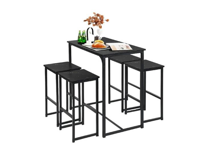 LuxusKollektion Bargruppe Bartisch Set Barhocker 4 Industriestil 100x50x90cm Schwarz