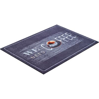 Fußmatte GRUND "Coffee", grau, B:60cm H:8mm L:85cm, Kunstfaser, Teppiche, Schmutzfangläufer, Schmutzfangmatte, mit Spruch, In- und Outdoor geeignet, waschbar, den