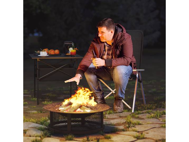 Outsunny Chaise de Camping Pliante Rembourrée 59x67x96cm Noir