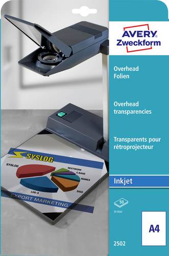 Avery-Zweckform 2502 Overhead-Projektor-Folie DIN A4 Tintenstrahldrucker Transparent 50St.