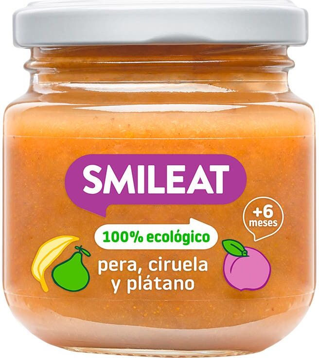 Smileat Tarrito Ecológico de Pera Ciruela y Plátano 130 g