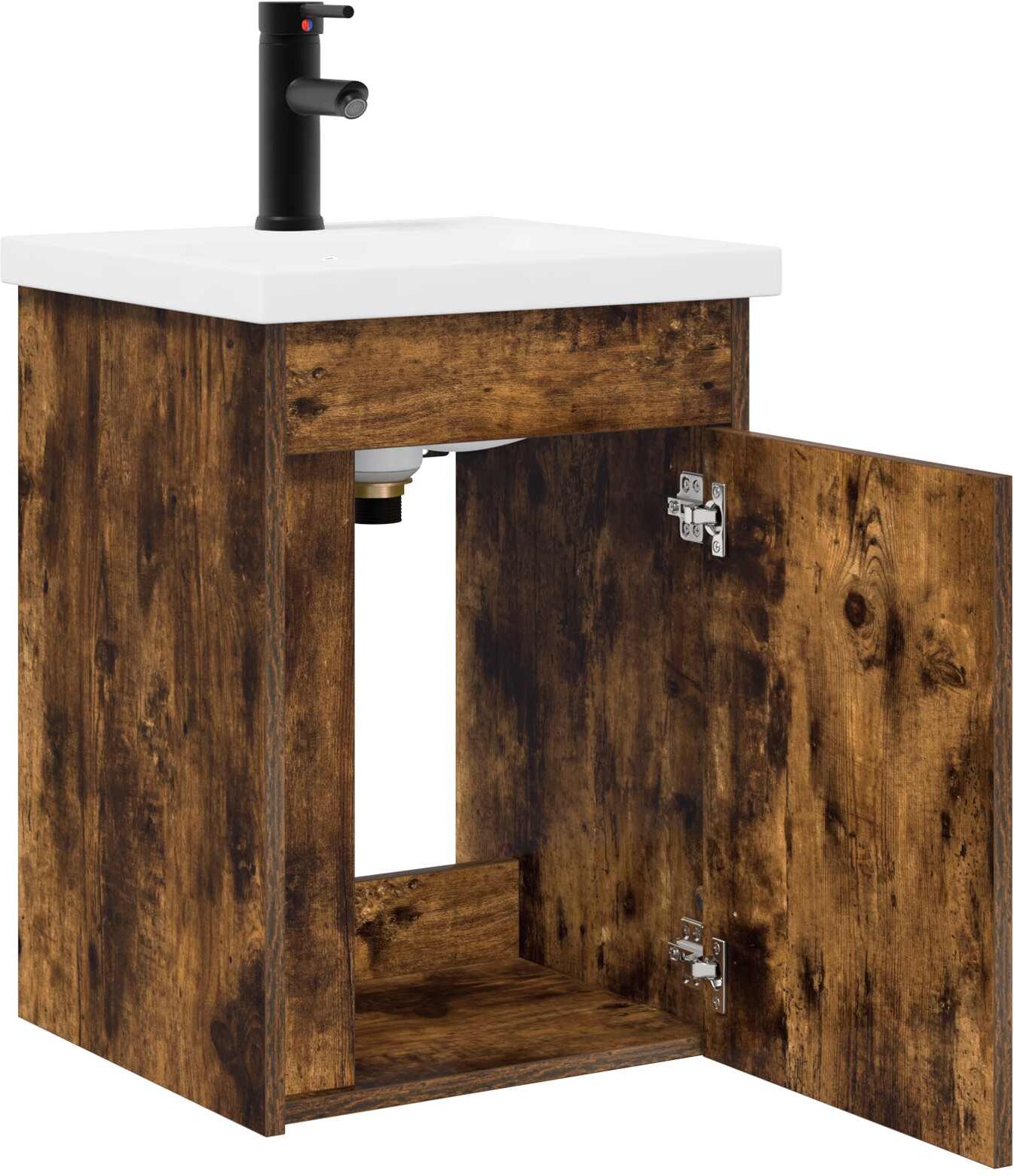 vidaXL Unidad de tocador de baño con grifo Roble Ahumado Marrón