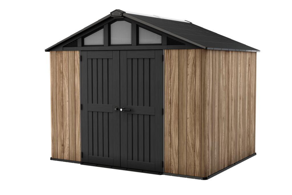 Keter Summit Gartenhaus 10×8 - Stahlverstärkt - DecoCoat Eichenholzoptik - 305×243×251 cm - Wetterfest, abschließbar - Premium Outdoor Stauraum