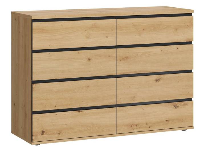 Feldmann-Wohnen Schubkastenkommode Naxos (1 St), 120,8x40x85,7cm artisan eiche / schwarz matt