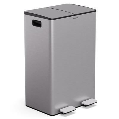 Klarstein EcoVista Mülleimer mit Kompostbehälter Abfalleimer 60 Liter + 3L Kompostbehälter Soft-Close Edelstahl