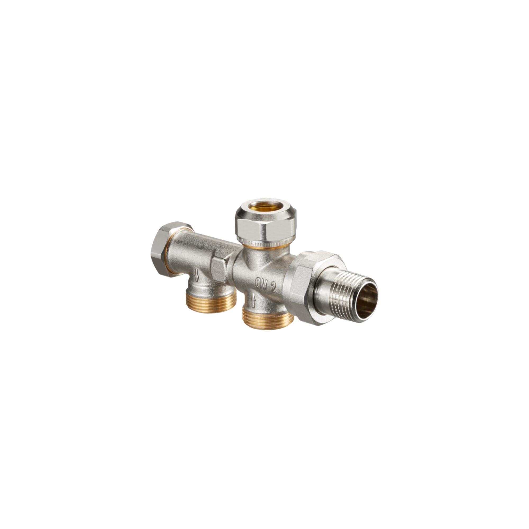 Oventrop Zweirohr-Anschlussstück Duo DN 15, M 24x1,5 AG, mit Absperrung (1182651)