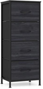 Costway Dresser Nightstand with 4 Roomy Fabric Drawers and Metal Frame-Charcoal Black