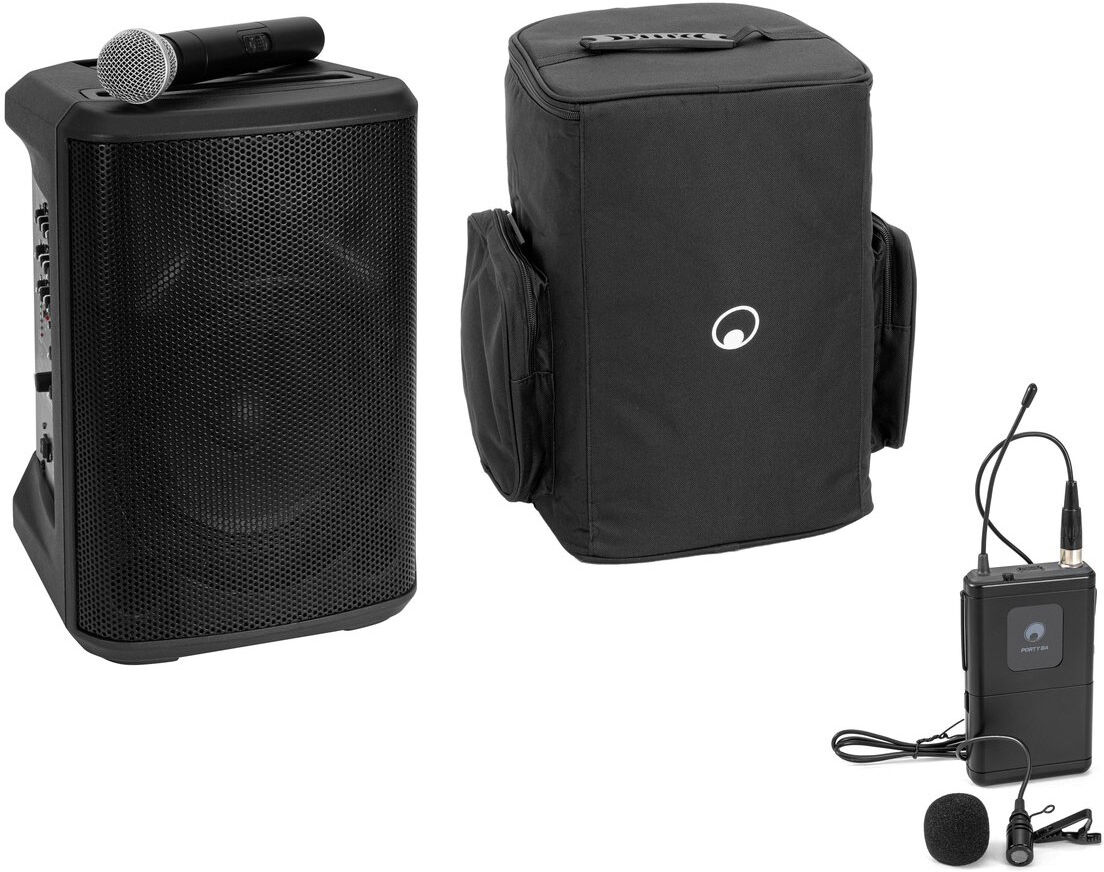 Omnitronic Set Porty-8a Drahtlos-Pa-System + Taschensender Inkl. Lavaliermikrofon + Soft-Bag