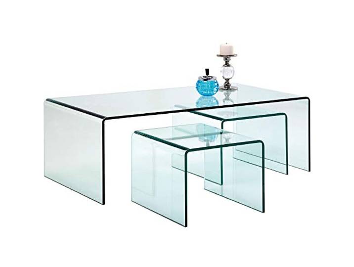 Kare Design Couchtisch Clear Club (3/Set), Transparent, Couchtisch, Beistelltisch, Glas, 36x90x50 cm (H/B/T)
