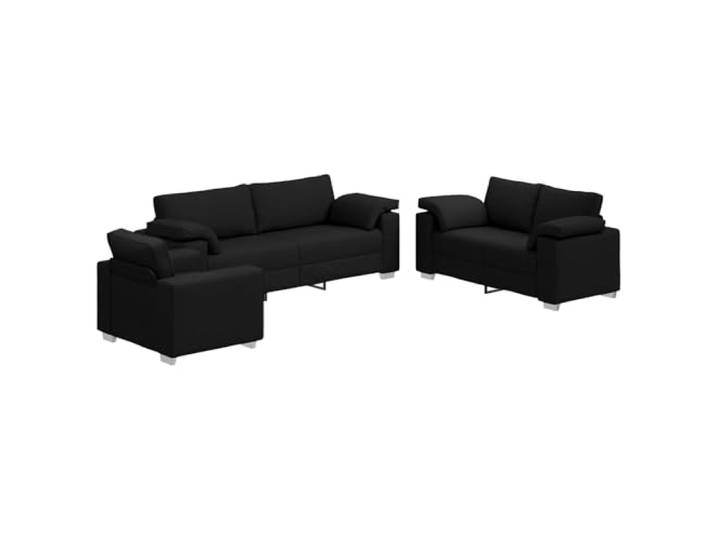 Makastle Sofa Couch 3er Set Schwarz Leinenmischgewebe