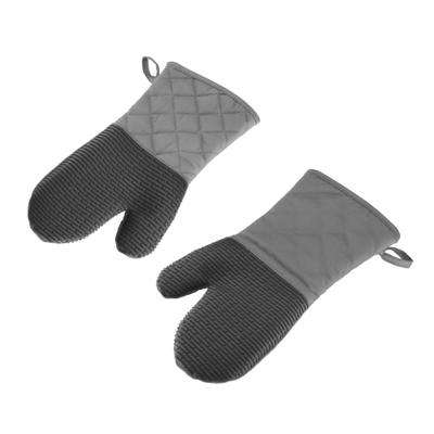 Topfhandschuhe WESTMARK "2 Ofenhandschuhe", grau (grau, schwarz), B:15,5cm H:4cm L:35,5cm, Topflappen, Schutz vor Hitze bis 250 C, 5 Jahre Garantie