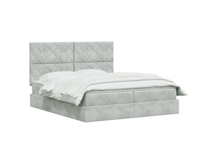 vidaXL Aufbewahrungsbett mit Kopfteil Hellgrau 180 x 200 cm Samt Einfacher Zugang zum Stauraum unter dem Bett, Passt zu modernen Schlafzimmern, Komfort für alle Schlafpositionen