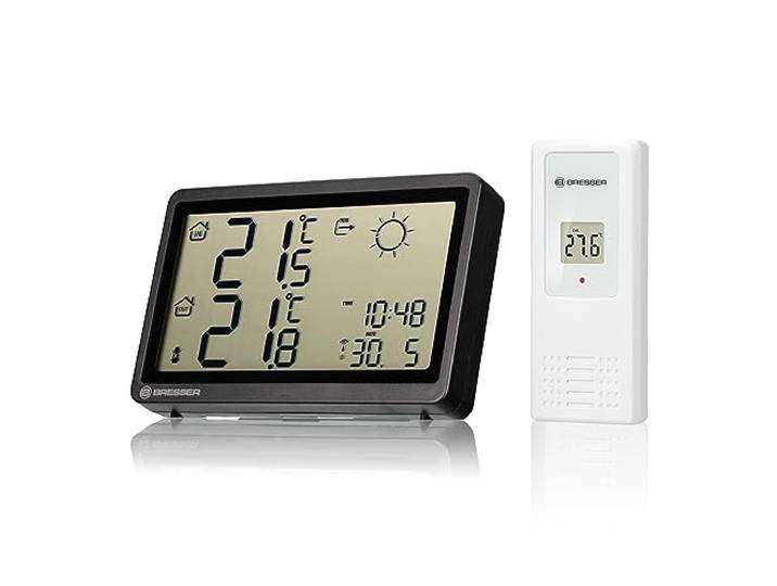 Bresser Meteo Temp HZ Draadloos weerstation, zwart, met nauwkeurige binnen- en buitentemperatuurmeting en weersvoorspelling
